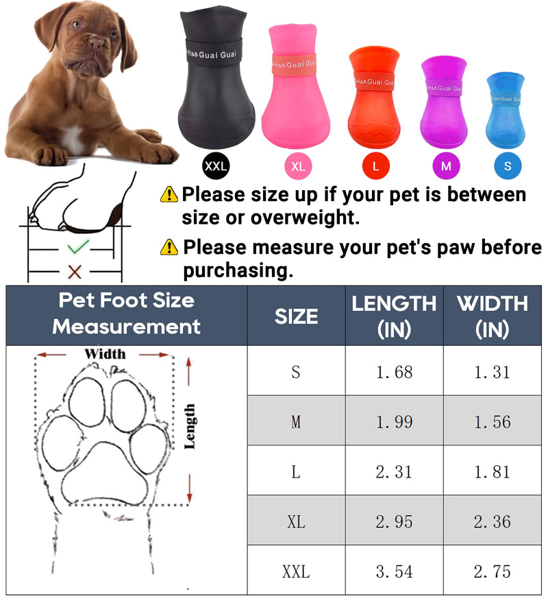 Puppy Dogs Candy Colors Anti-Slip Waterproof Rubber Rain Shoes Boots Paws Cover (Rose Red,Medium) M: 1.56''x 1.99''(W*L) Rose red - BeesActive Australia