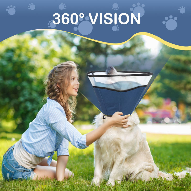 EvcgoX Neck Brace Dog for Large Dogs Leak Protection Dog Collar After Surgery 360° Vision Soft Neck Brace Dog with PVC Protective Cover Blue L (33-43 cm) Blue L (33-43 cm) - BeesActive Australia