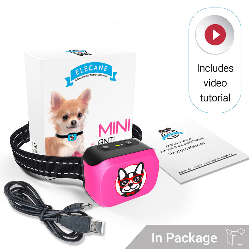 Small Dog Bark Collar Rechargeable - Smallest Bark Collar for Small Dogs 5-15lbs - Most Humane Stop Barking Collar - Dog Training No Shock Anti Bark Collar - Pet Bark Control Device (Pink) Pink - BeesActive Australia