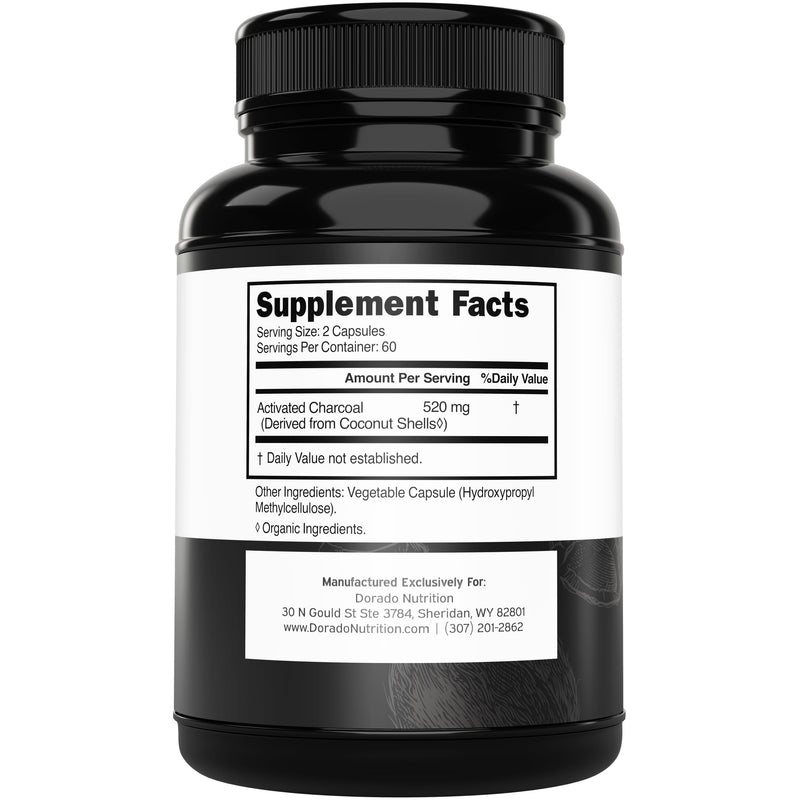 Organic Activated Charcoal Pills (120 Capsules) Activated Charcoal Derived From Coconut Shells Support Bloating & Detox 520mg Per Serving for Women & Men - Third Party Tested - Non GMO & USA Made - BeesActive Australia