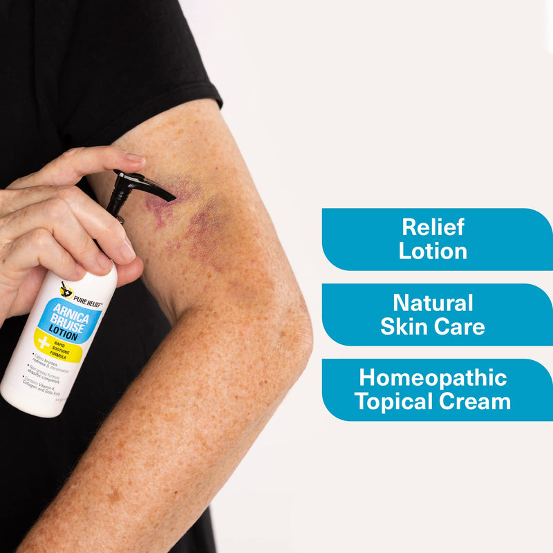 Pure Relief Arnica Cream Bruise Relief Lotion For Bruising | Arnica Montana Extra Strength Vitamin K Cream | Moisturizing Formula Skin Care Gel With Horse Chestnut & Collagen, 4 Fl Oz, 3PC 4 Fl Oz (Pack of 3)