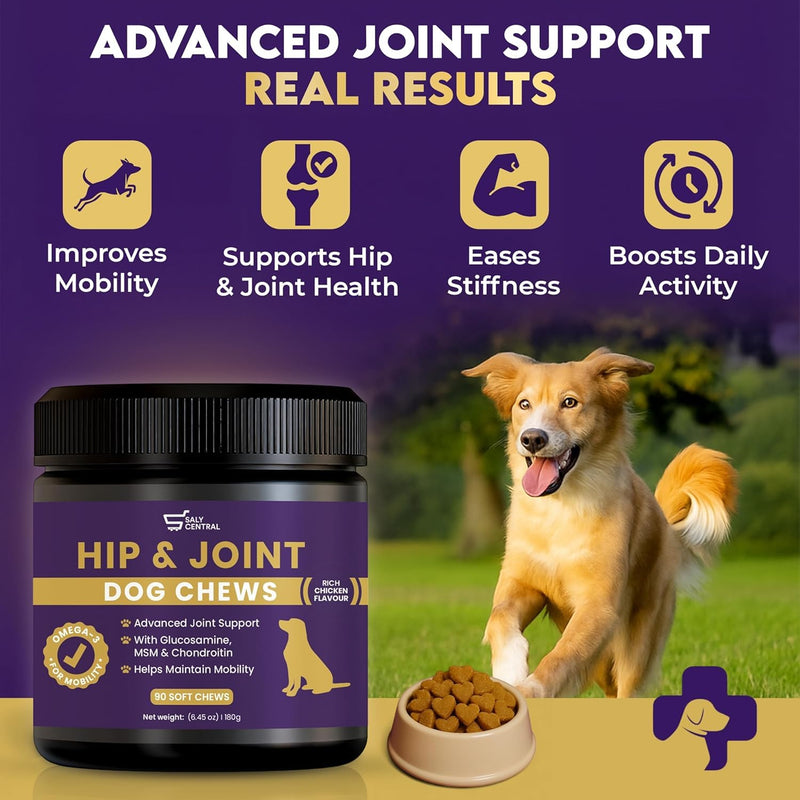 Picky Eater Approved | Mobility & Arthritis Relief for Adult & Senior Dogs | 9-in-1 Joint Supplement Chews | Glucosamine, MSM, Chondroitin, Turmeric, Omega-3 | UK Formulated | 90 Count