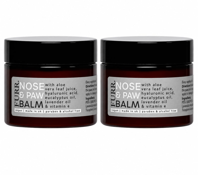 FURR Paw & Nose Balm for Dogs 2 x 50ml, Lick-Safe, Natural Healing & Hydration for Dry Noses & Cracked Paws, Aloe Vera, Hyaluronic Acid & Vitamin E, UK Made