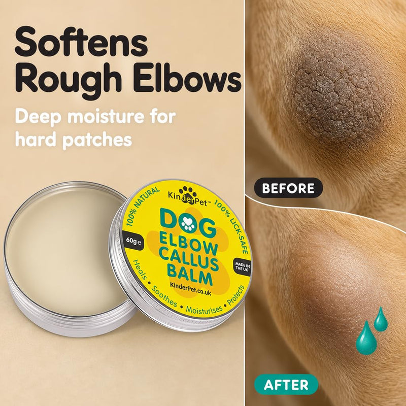 Dog Elbow Callus Balm Treatment Heal Soothe Moisturise Protect Cracked Dry Hard Damaged Rough Skin Lick-Safe 100% Organic All Natural Made in the UK 60g