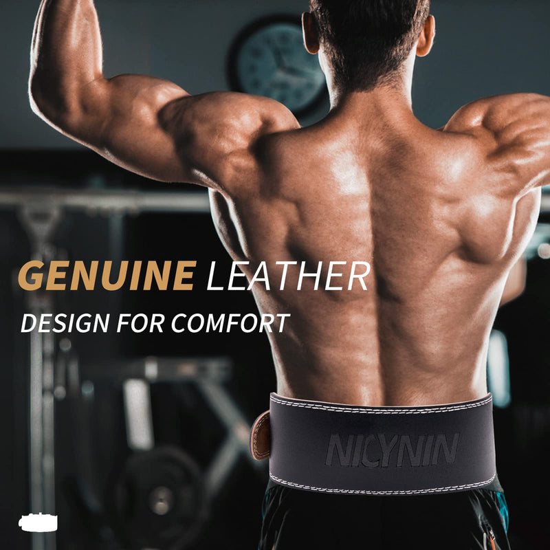 Leather Weightlifting Belt, Weight Lifting Belt 4 Inch Wide for Men Women, Gym Lever Belts -Lower Back Support- for Workout, Powerlifting, Squats, Deadlifts, Cross Training Black Large 29.9"-39.6" (Waist size not pant size)