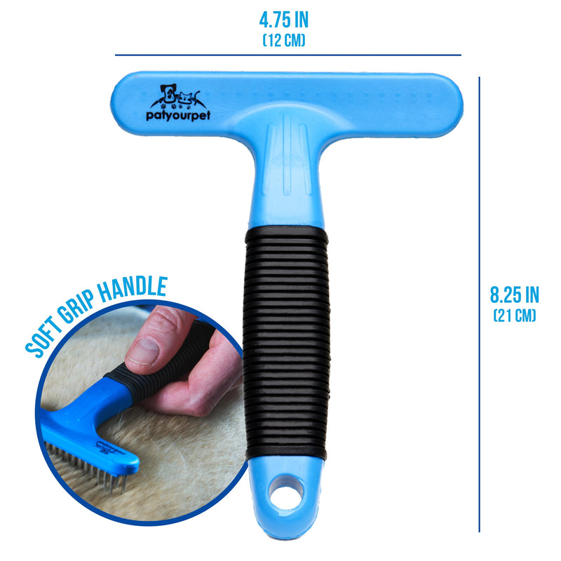 Pat Your Pet Dog Shedding Brush, Double Raw Undercoat Rake for Dogs, Cats and Pets Brush, Deshedding Dog Brush for Medium Long Loose Hair Blue Comb - BeesActive Australia