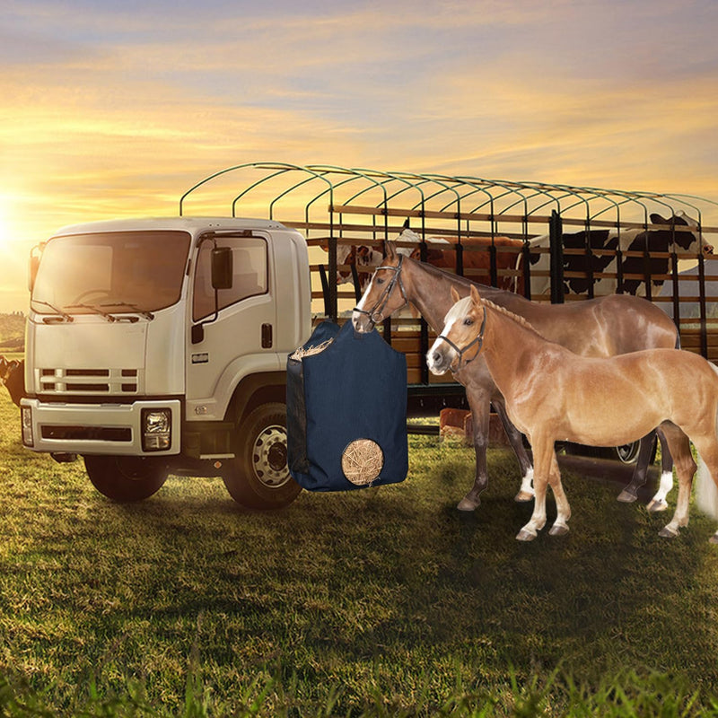 2 Pcs Hay Bags for Horse, Large Capacity Feeding Bag, Goat Hay Feeder, Hay Nets for Sheep, Open Feed Hole Hay Feeder for Slow Feeding Blue - BeesActive Australia