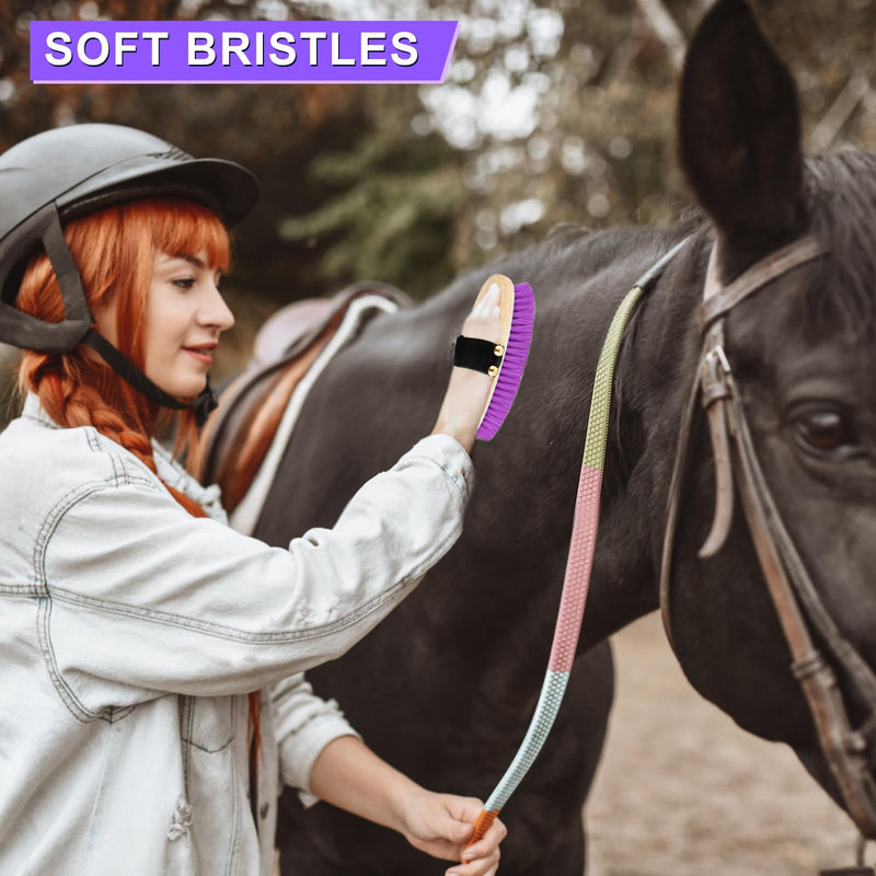 9 Pieces Horse Grooming Kits, Horse Brush Set with Tote Bag, Horse Bathing Supplies Sweat Scraper Bathing Sponge, Hoof Pick, Curry Comb for Horse Riders Beginners(Purple) Purple - BeesActive Australia