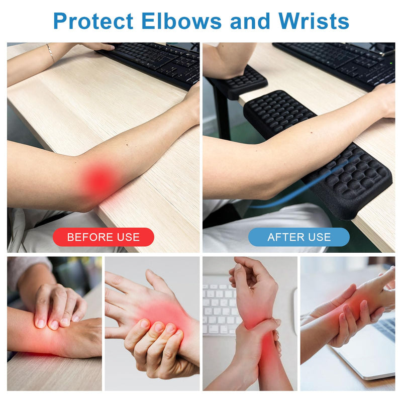 Arm Rest for Desk, L-Shaped Elbow Pad 2-Piece Set, Non-Slip Wrist Rest for Computer Keyboard Elbow Rest, Memory Foam Desk Wrist Support, Ergonomic Desk Edge Cushion for Office and Home Use - BeesActive Australia