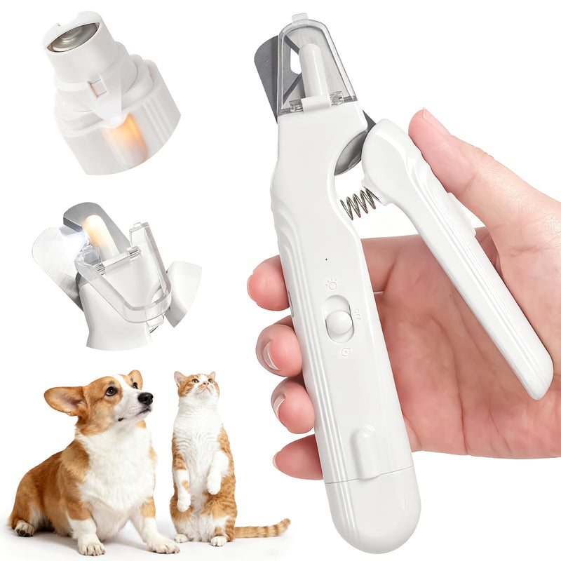 2-in-1 Dog Nail Clippers & Grinder with LED Light, Quiet Electric Pet Nail Trimmer for Large Medium Small Dogs Cats, Rechargeable Safety Guard for Black Nails, Painless Grooming Kit