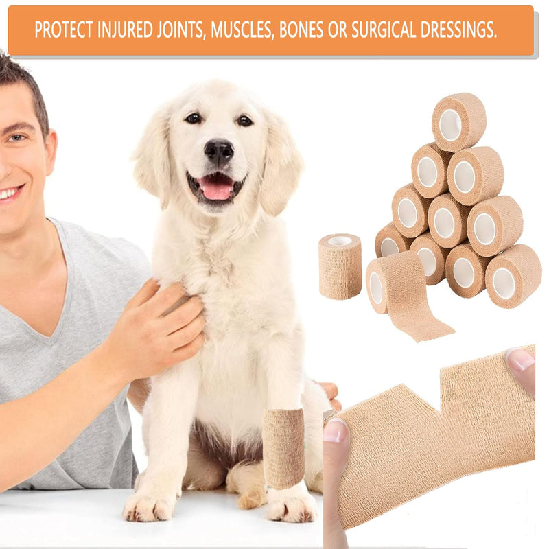 15 rolls of self-adhesive bandage, 5 cm x 4.5 m, non-woven plaster roll, bandage material for humans and animals, elastic bandage, fixing bandage, self-adhesive bandage for sports, pets (blue), 15 rolls blue - BeesActive Australia