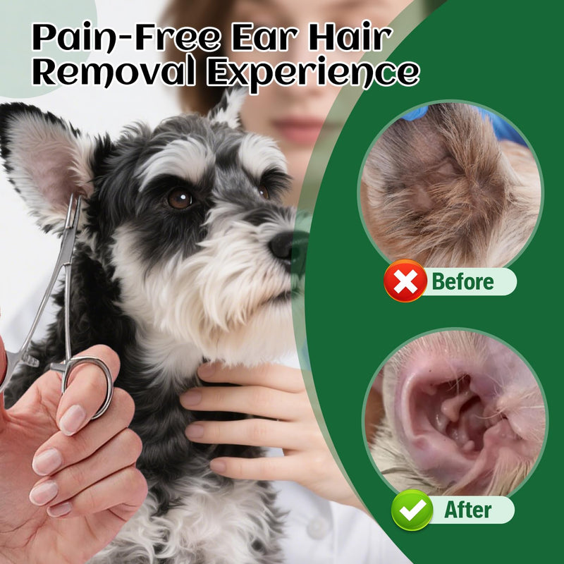 Dog Ear Hair Removal Tool – 30g Ear Powder, 5.5" Hemostat & Electric Dog Ear Trimmer – Helps Reduce Wax & Odor – Grooming Kit for Schnauzers, Poodles & Breeds with Ear Hair 3 Pack