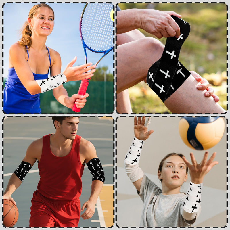 6 Rolls Christian Athletic Tape with Cross and Bible Verses, Zinc Oxide Wrist Wrap for Baseball, Soccer and Football, Breathable Cotton Sports Bandage, Easy Tear No Residue