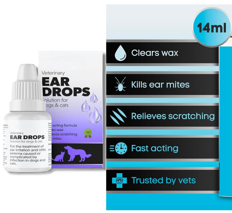Dog Ear Cleaner | Dog Ear Drops | Ear Drops for Dogs | Ear Mite Treatment for Dogs | Cat & Dog Ear Infection Treatment | Ear Cleaner for Dogs UK | Dog and Cat Itchy Ear Treatment 14ml Sold by UMDA
