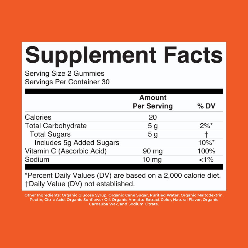 MARYRUTH'S Kids Vitamin C Gummies, 60 Servings, Immune Support Supplement | USDA Organic, Vegan, Non-GMO, Gluten Free