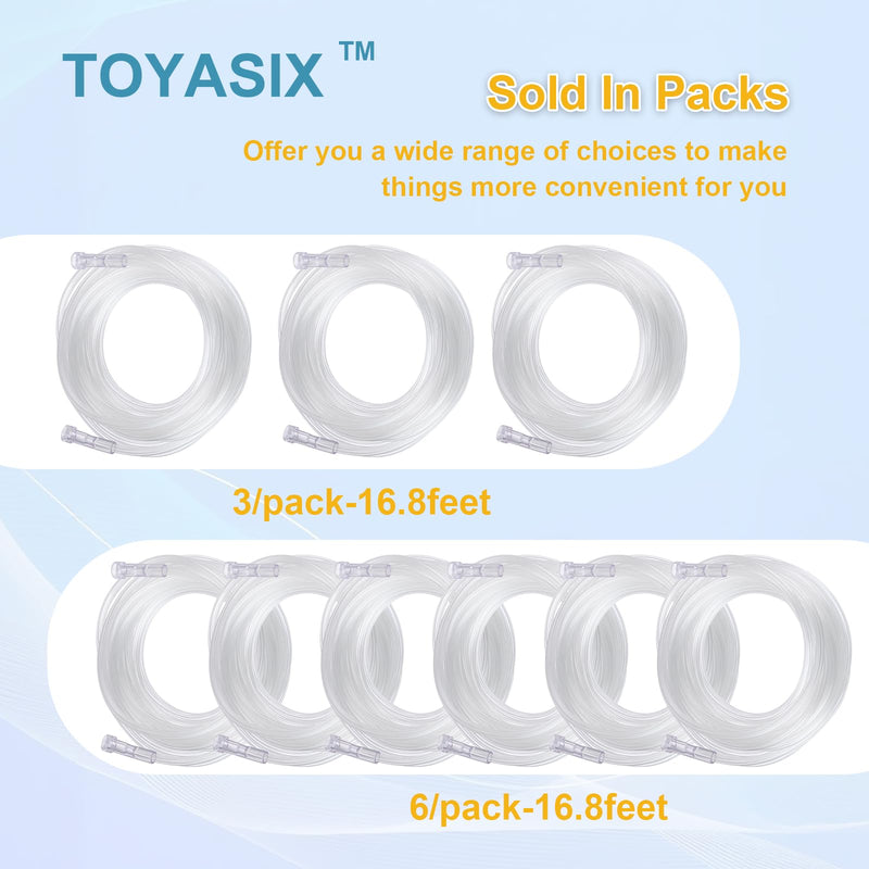 Oxygen Supply Tubing - Premium Crush-Resistant with Curved Prongs, High Flow Oxygen Tubing for Oxygen Concentrator Machine, Nebulizer Tubing & Oxygen Therapy - 16.8 FEET 3 Pack 3-16.8FEET - BeesActive Australia