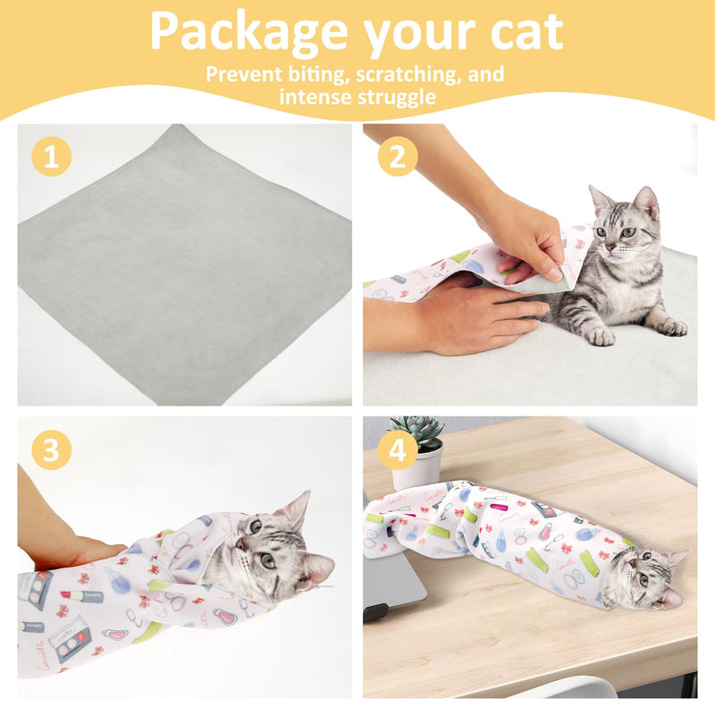 3PCS Cat Grooming Wrap, Self Adherent Cloth Cat Wrap for Cutting Nails, Cat Swaddle Wrap for Cleaning Ear Brushing Teeth, Multifunctional Cat Restraints Bag for Holding Cat to Non-Bite/Scratch/Runaway - PawsPlanet Australia