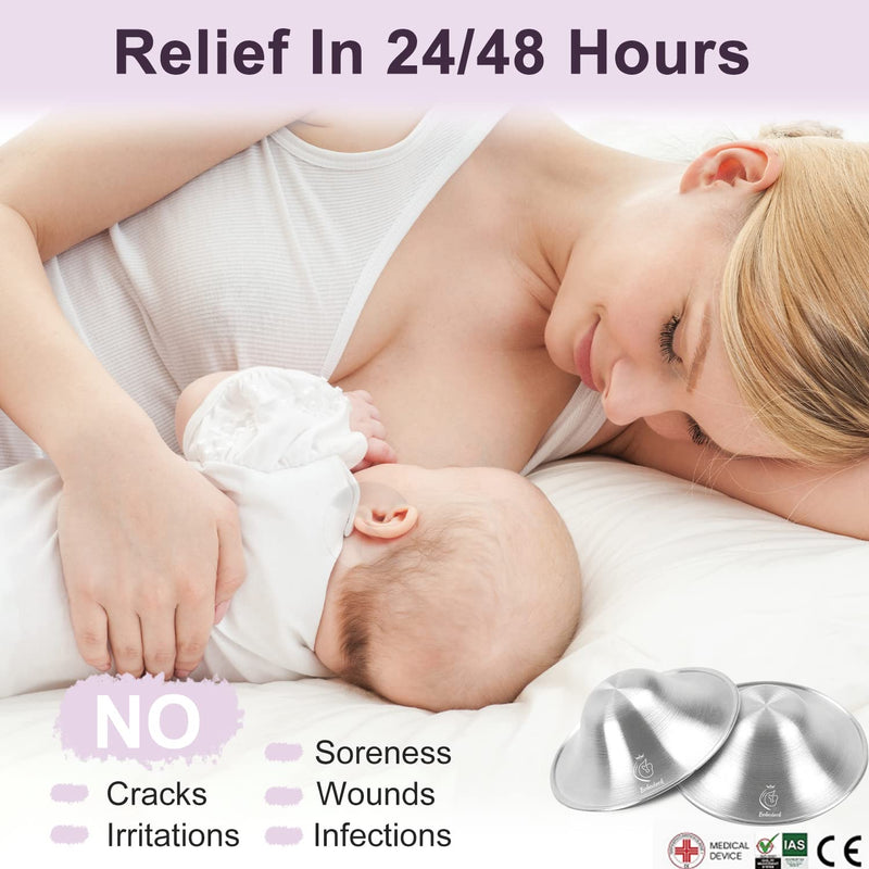 Boboduck The Original Silver Nursing Cups - Nipple Shields for Nursing Newborn, Newborn Breastfeeding Essentials Must Haves for Soothe and Protect Your Nursing Nipples - 925 Silver (Regular Size) Regular - BeesActive Australia