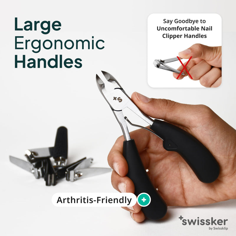 Swissker by Swissklip Heavy Duty Toenail Clippers for Men and Women – Professional Ergonomic Large Toe Nail Cutter & Trimmer for Thick Nails Seniors, Long Handle Toe Nail Clipper 1 Unit Pack - BeesActive Australia