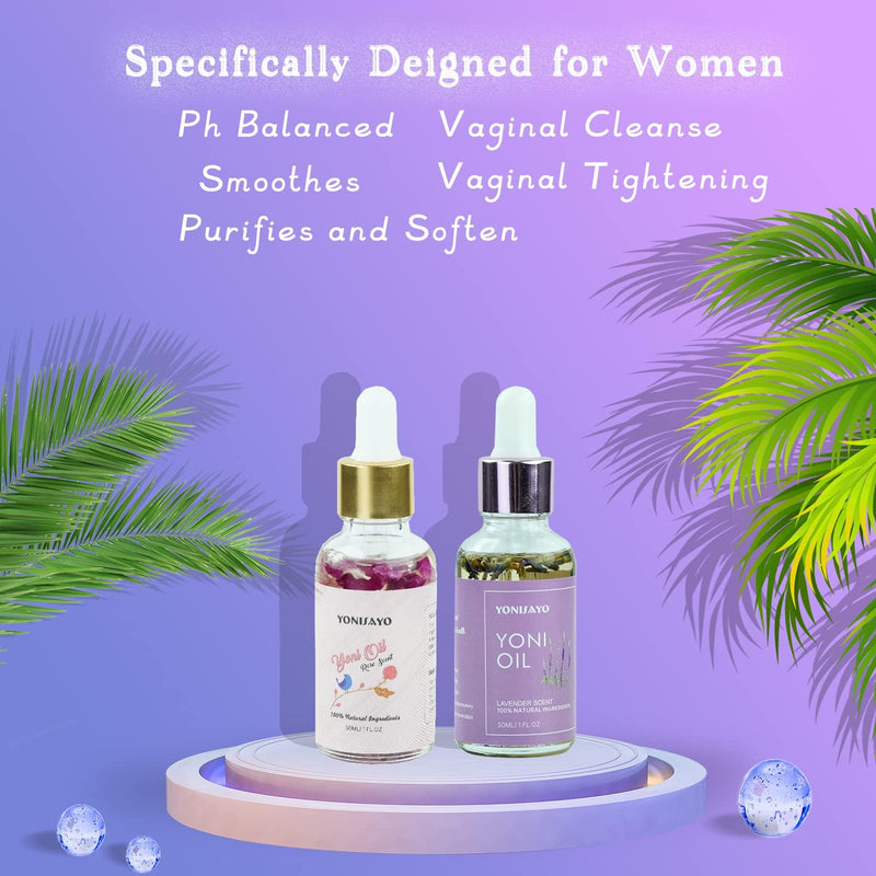 2 Packs Yoni Oil, All Natural Feminine Oil Intimate Deodorant for Women, Remove Odor, Ph Balanced, 100% V Oil Serum Made with Rose Lavender Essential Oils (1 fl oz/30 ml) 1 Fl Oz (Pack of 2) - BeesActive Australia