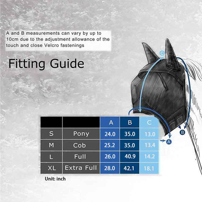 Horse Fly Mask with Ears Cover Uv Protection Horses Fly Mask with Eyes Cover Black Net Equine Sunscreen Quiet Ride and Smooth Fly Mask with Adjustable fit (Pony) Pony - BeesActive Australia