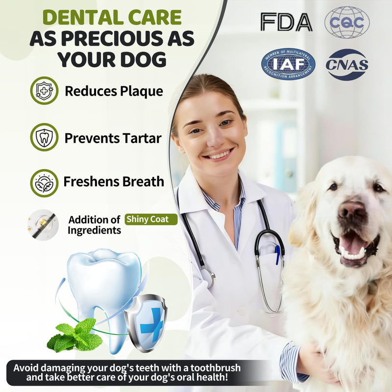 [3-in-1] Dog Dental Powder for Plaque and Tartar Support - 750M CFU Probiotics & Brown Algae Dog Breath Freshener - Vet-Grade Teeth Cleaning, Gut & Coat Health - 5.3 oz (150g) for Medium Breeds Medium Dogs (5.3 oz / 150g) - 75 Day Supply
