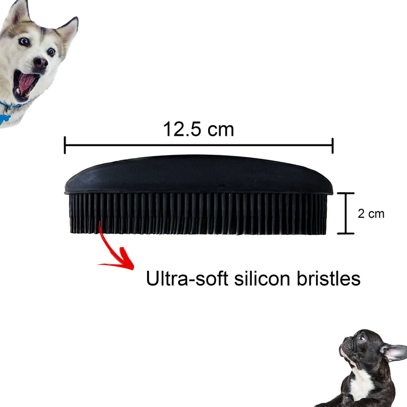 SILVERLINE Ultra-Soft Silicon Brush for Cat Dog Bunny Horse Rabbit Guinea pig | Highly Durable Silicon Brush - Black - BeesActive Australia