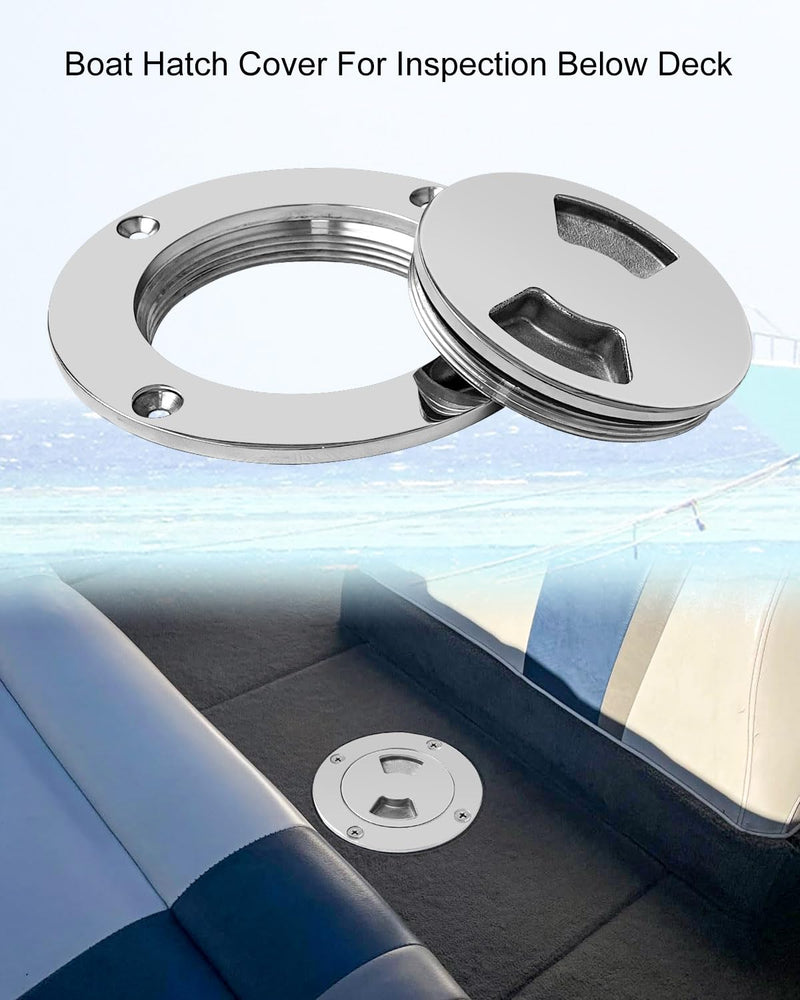 Round Boat Hatch Cover Used for Inspection Hatch Cap, Non Slip Detachable Cover for Marine Boat Yacht Black Boat Hatch 3'' 316 Stainless Steel