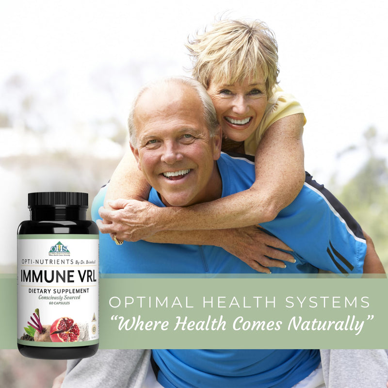 Optimal Health Systems Immune VRL Whole Food Immune Support, 60 Capsules | Whole food immune support, elderberry, olive leaf, garlic, green tea, thymus, spleen and lymph support, non-GMO, gluten-free