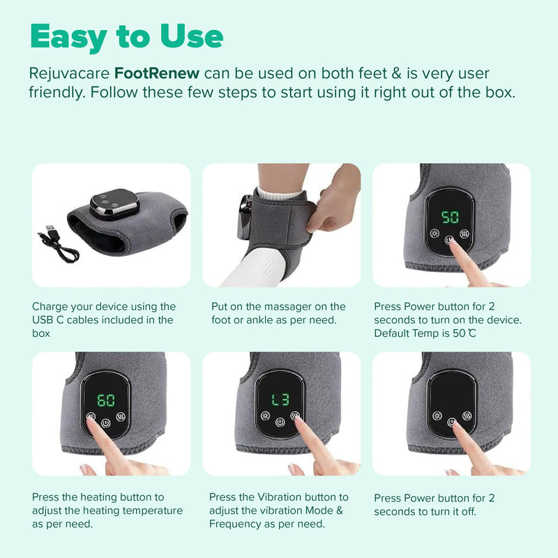 Rejuvacare Foot Renew Triple Method Massager for Home Use - The Official 2026 - Relaxation Support for Foot and Ankles - 1 Piece