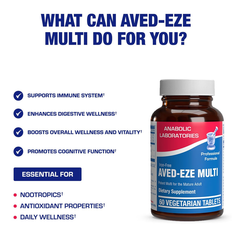 Iron Free Multivitamin for Women 50 and Over - Gentle Easy to Digest Over 50 Multivitamin for Men & Women with 30 Nutrients for Comprehensive Wellness & Immune Support - Made in The US - 30 Servings