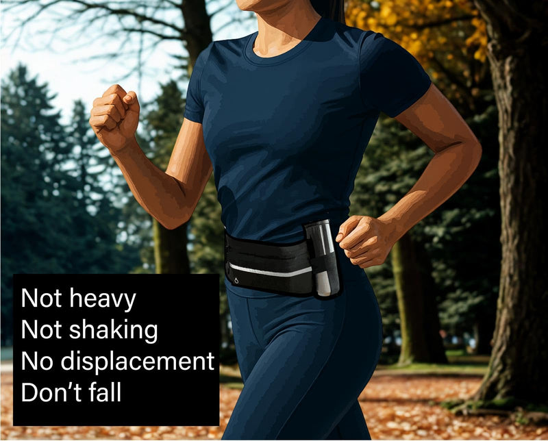 Running fanny pack for women and men, large size, and light cross body bag with two Zipped Pockets, bottle holder, and two key pockets