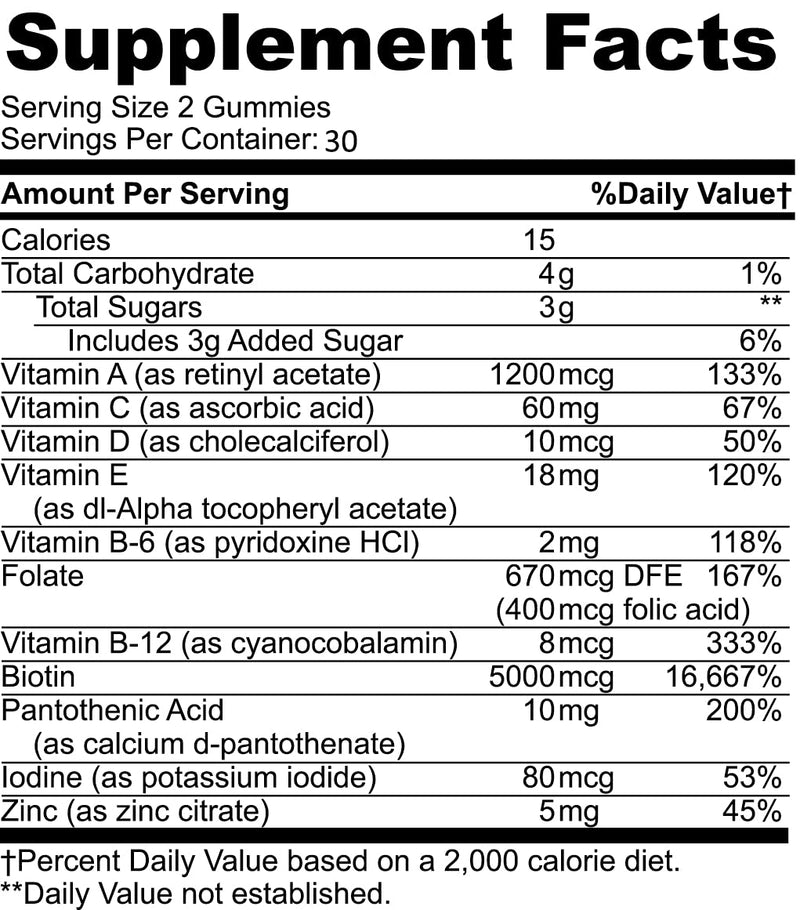Katherine & Clark Panto Gold Vitamin B5 Pantothenic Acid Gummies for Acne - Hair Skin and Nails Gummies - Biotin, Zinc, Folic Acid Chewable Non-GMO Gluten-Free for Body - Oily Skin Gummies - 60 Count