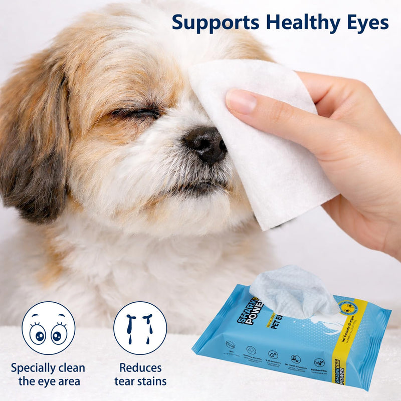 Bamboo Pet Eye Wipes for Dogs & Cats, Remove Tear Stains & Discharge, Daily Eye Cleaning for Clear & Bright Eyes (70) 70