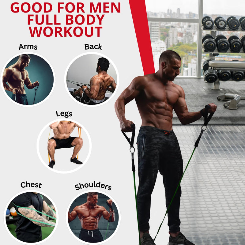 Resistance Bands Set for Men & Women - Best Choice for Full-Body Training, Pull up Exercise and All Kinds of Working Out. Premium Quality with Handles. Ideal for Strength and Mobility.