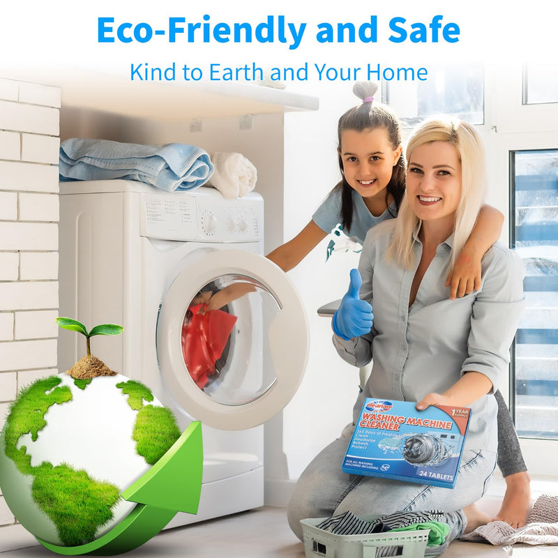 Washing Machine Cleaner Tablets - 24 Pack for Year-Round Deep Clean of Washer Machine, Suitable for HE, Top Load & Front Load Washer Cleaner, Grime & Build-Up, Septic Safe,Eco-Friendly Lavender - BeesActive Australia