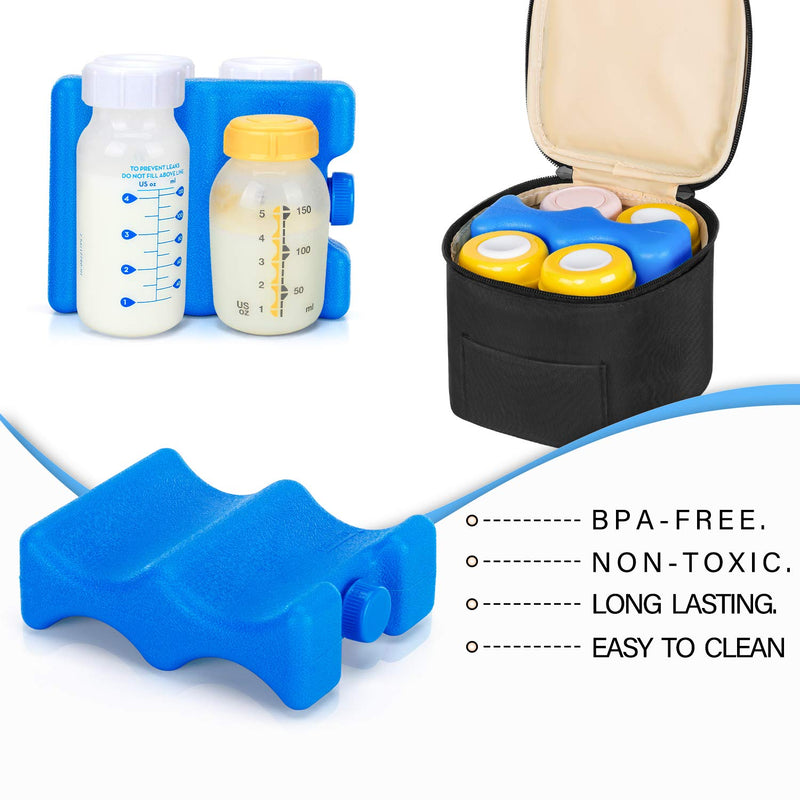 Teamoy Breastmilk Cooler Bag with Ice Pack, Baby Bottles Bag for up to 4 Large 5 Ounce Bottles Without Nipple, Perfect for Working Mom Mother, Black - BeesActive Australia