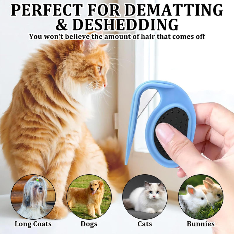 Knot Comb Hair Removal Tool, 2 Pieces Knot Comb Beauty Tools Pet, Massage Comb for Cats Combs, Shedding Brush Dog Hair, Pet Supplies Portable Detangling Comb (Blue+Green) - BeesActive Australia
