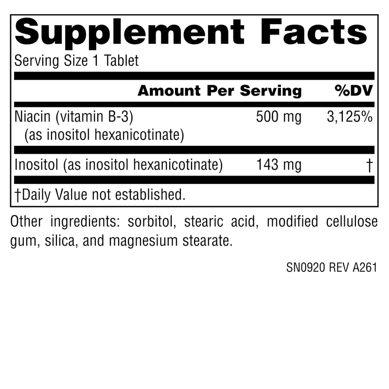 Source Naturals No-Flush Niacin, B-3, 500 mg - 30 VegetarianTablets | Cardiovasular Health | Energy Support*