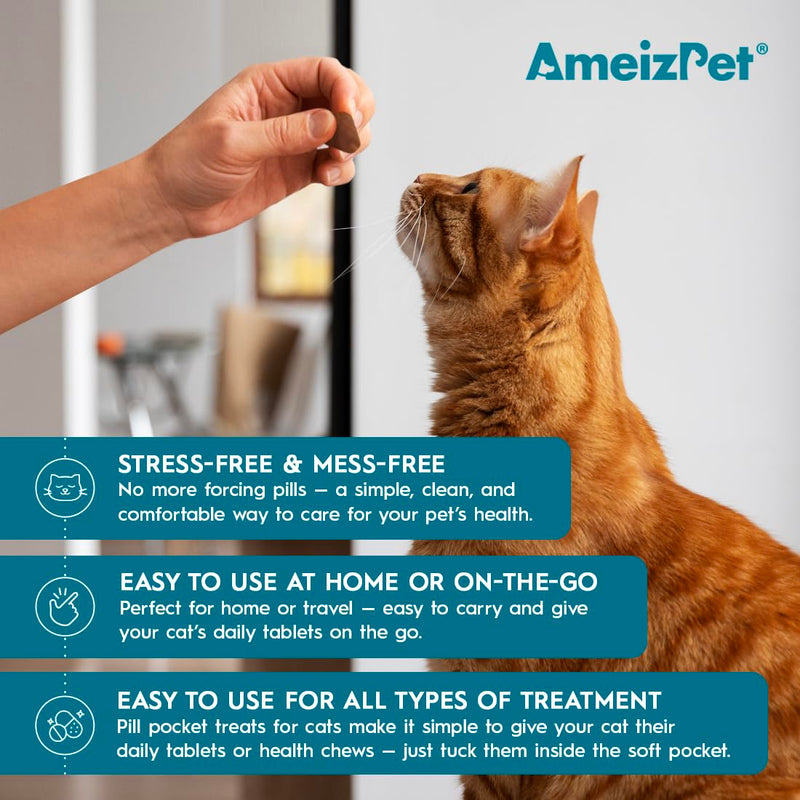 AmeizPet Pill Pockets For Cats, Soft Cat Pill Treats to Hide Tablets, Easy Pill Putty for Cats, Stress-Free Alternative to Cat Pill Popper, 1.76 oz (50g)