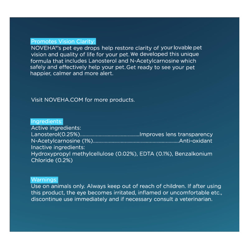 NOVEHA Pet Drops | Advanced Lanosterol Solution + NAC (2 x 10 mL) 2x10ml - BeesActive Australia