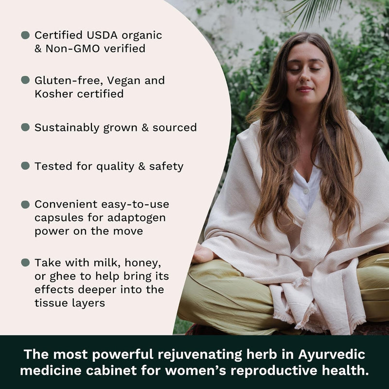 TRIBE ORGANICS Organic Shatavari Herbal Supplement - Hormonal Balance | Women‚Äôs Reproductive Health | Lactation | Immune & Inflammatory Support - Non-GMO USDA Organic 120 Vegan Capsules