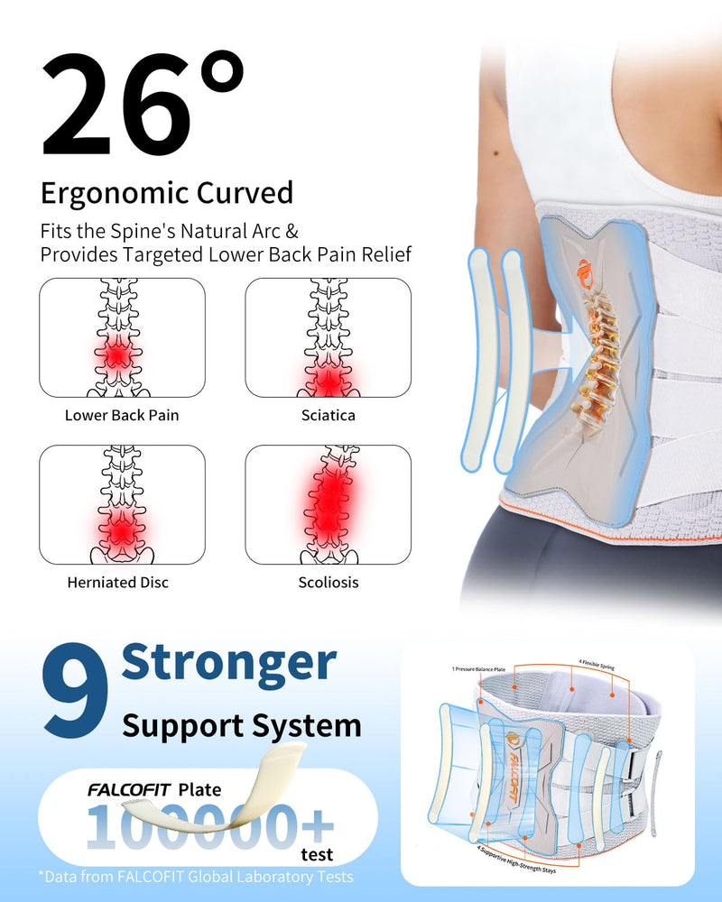 Back Brace for Lower Back Pain Relief, Lumbar Support Belt with 9X Ergonomic Support System, Breathable 3D Knitted Back Support Brace for Men & Women, Sciatica, Scoliosis, Herniated Disc (Medium) Medium (Waist: 29.5-35.4'')