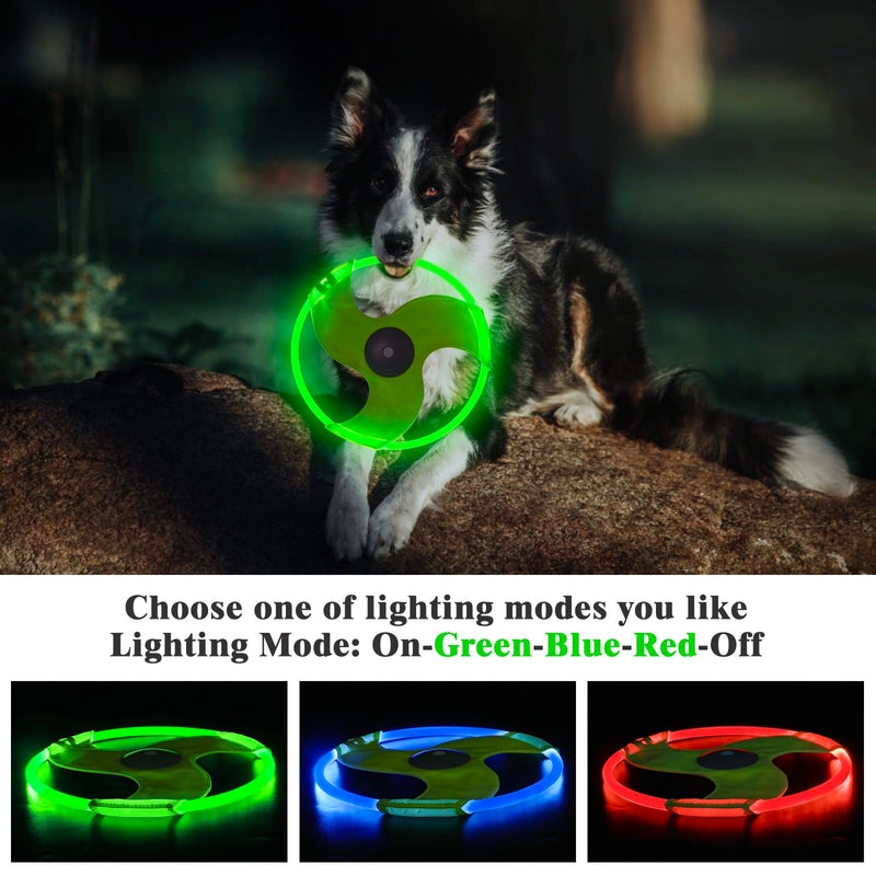 LED Dog Flying Disc, Rechargeable LED Light Dog Flying Disc Flyer Dog Toys, Glow in The Dark Flying Disc Dog Toy with 3 Light Models, Pet Training Throwing Playing for Physical Exercise - BeesActive Australia