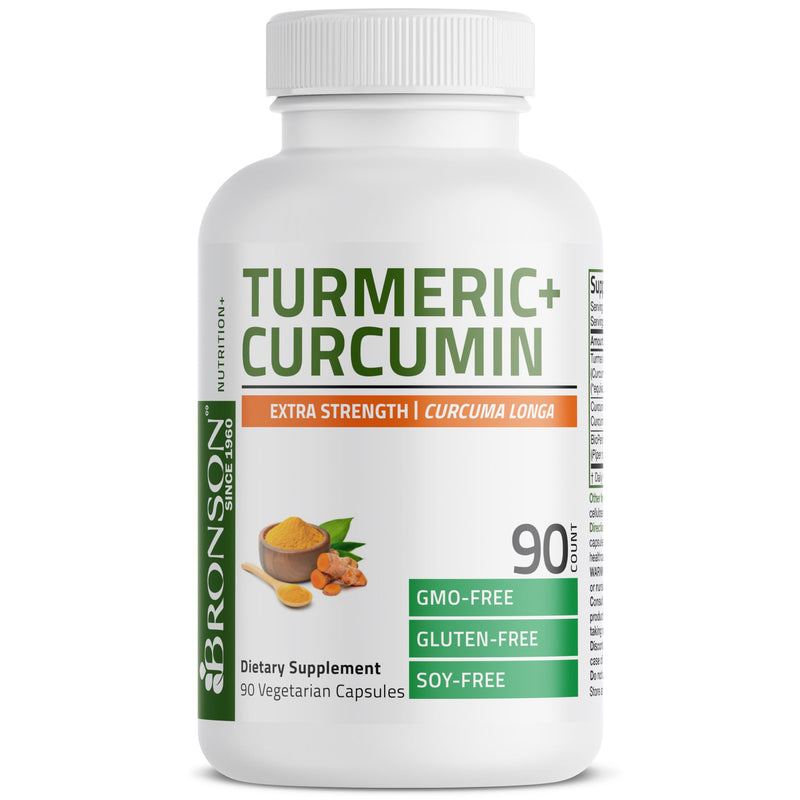 Bronson Turmeric Curcumin Extra Strength - Antioxidant, Joint & Digestion Support with BioPerine, Non-GMO, 90 Vegetarian Capsules Unflavoured 90 Count (Pack of 1)