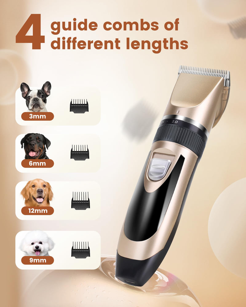 2 in 1 Dog Grooming Kit, Low Noise Rechargeable Dog Clippers for Grooming, Cordless Dog Grooming Clippers and Dog Paw Trimmer, Dog Shavers for Grooming Small Dogs Cats Animals Gold - BeesActive Australia