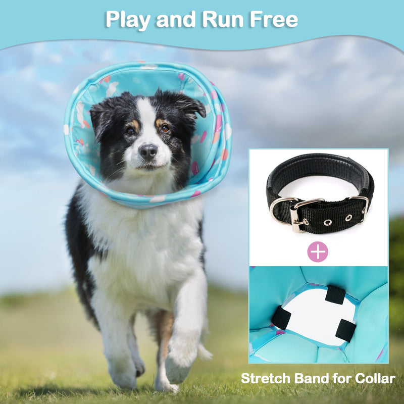Hjumarayan Neck Collar Dog - Soft Leak Protection Dog Adjustable Dog Collar Leak Protection Waterproof Protective Collar Dog, Prevention of Injuries or Wounds Licks or Scratches (Blue L) Blue - BeesActive Australia