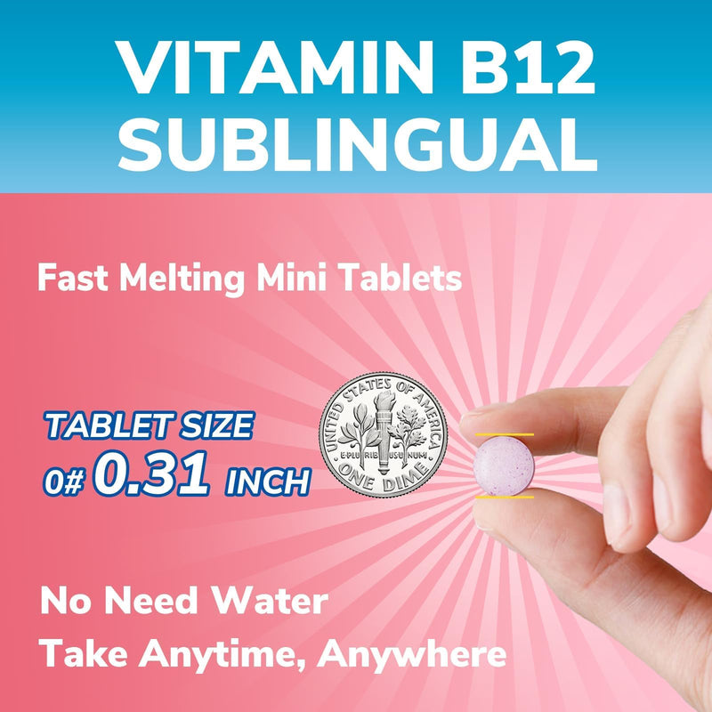 Vitalibre Vitamin B12 Sublingual 5000 mcg, Methylcobalamin, Bioactive Form | High Absorption, Vegan, Nerve, Energy, Immune, Mood Support, Natural Peach Flavor, 120 Fast Dissolve Mini Tablets, No Sugar 120 Count (Pack of 1)