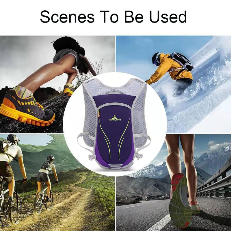 Lightweight Hydration Vest With 1.5L Water Bladder - Breathable Backpack for Running, Cycling, Hiking, Marathon - Men Women (0001 Purple) 0001 Purple