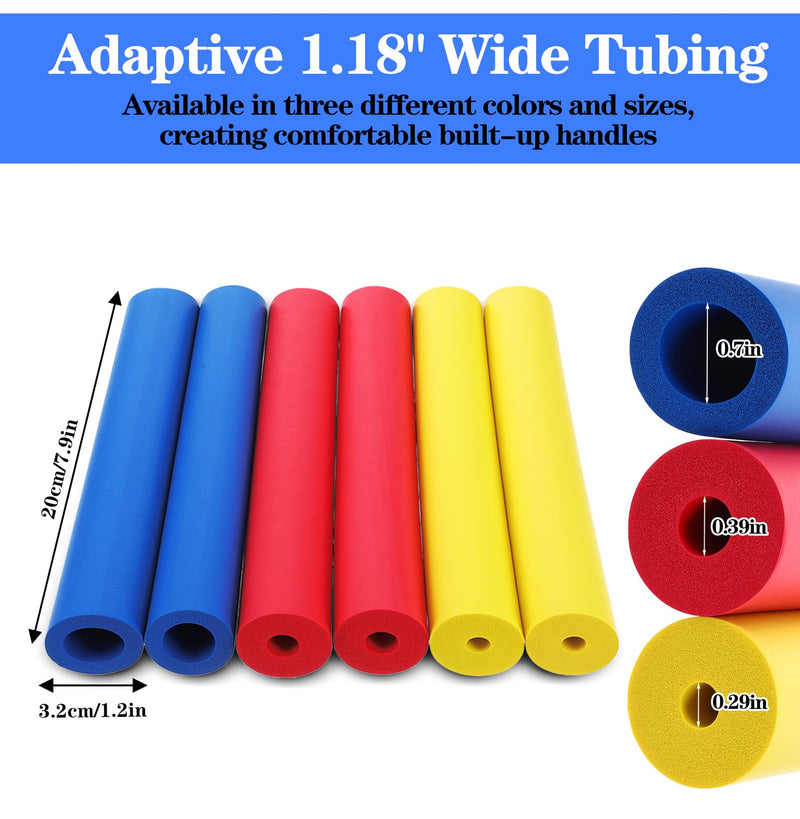 6 Pcs Foam Grip Tubing Comfort Non-Slip Foam Tubing for Utensils Pens Pencils Tools Ergonomic Handle Grip Tube for Elderly, Disabled, 3 Sizes